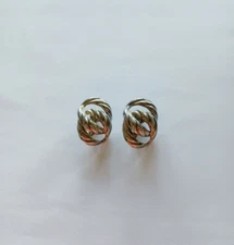 Interlocking O Silver Tone Lever Back Earrings