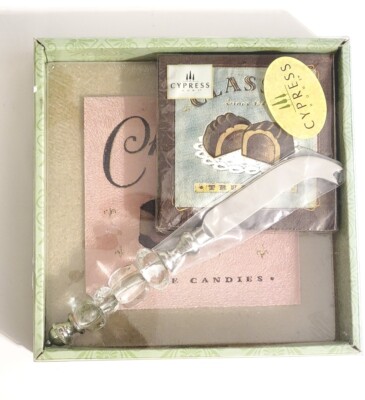 Cypress Gift Set-Cutting Board With Napkins and Cheese/Dessert Knife-OPEN BOX
