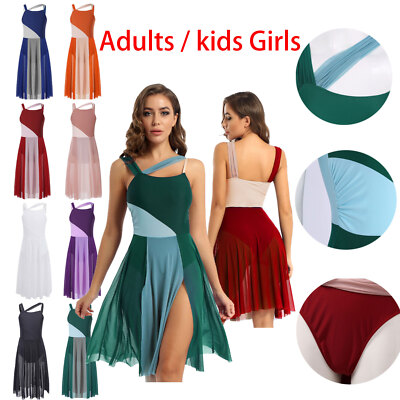 Mornes langes Ballettkleid für Damen, ärmellos, asymmetrischer Rocksaum, lyrisches Ballerina-Tanzkleid, Bühnenkostüm  200000532