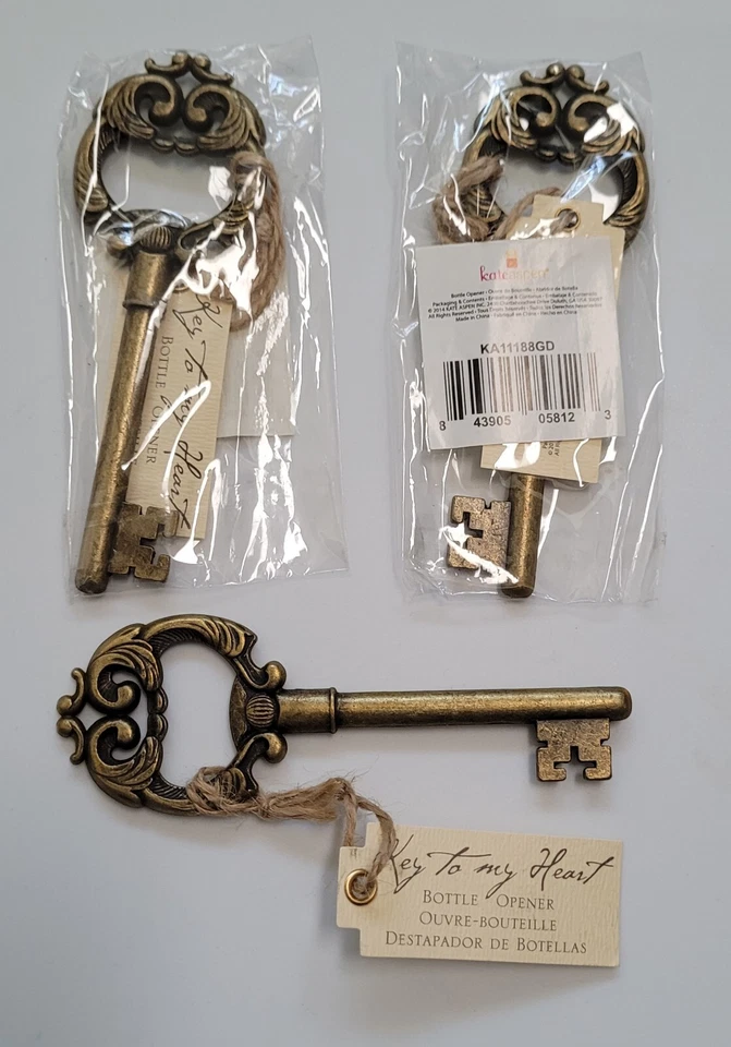 Abridor de botellas Kate Aspen Skeleton Key To My Heart latón dorado-aspecto vintage  Foto 3 de 4