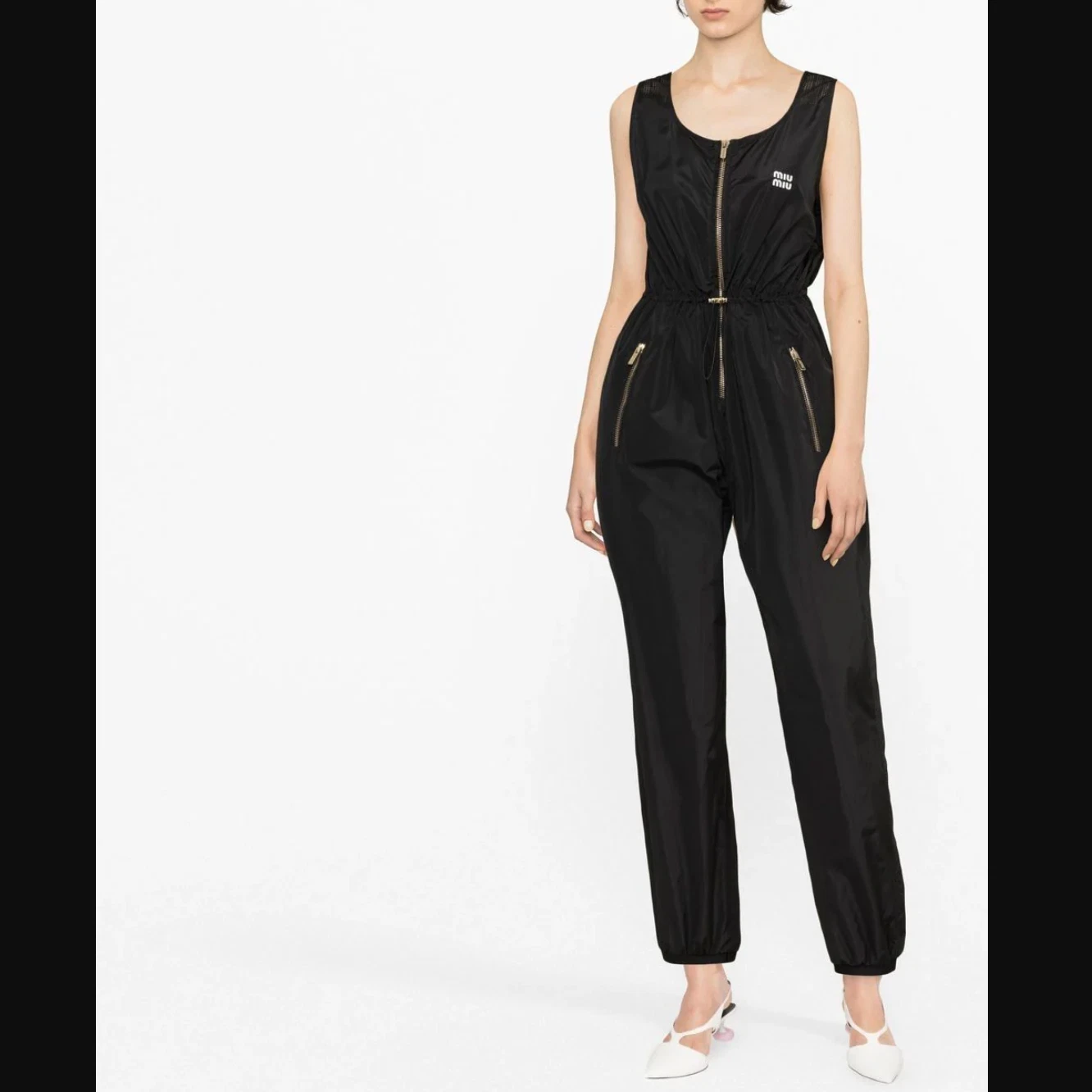 Tuta pantalone MIU MIU nero nylon tecnico seta taglia 6 IT 42 $3150