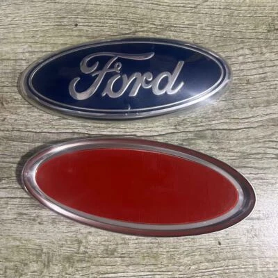 1 pezzo per Ford KA 2008-2016 ovale blu e cromato badge emblema cofano 175 x 70 mm
