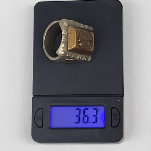 Vintage Mexican Aztec Mayan Biker Ring size 9 Heavy Brass Copper - Picture 10 of 13