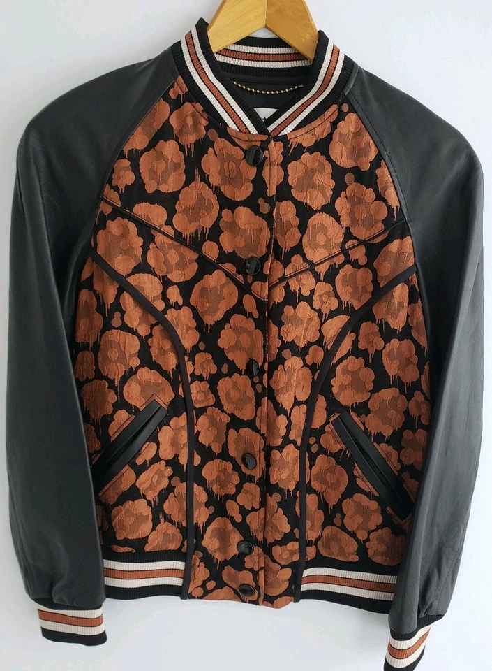 Coach 1941 черный кожаный дикий зверь Bomber куртка женщин размер 00 новый $750 пальто