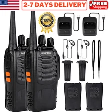 2Set Long Range Walkie Talkie Two Way Radio Headset Rechargeable Battery Charger