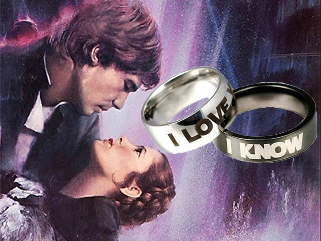 Stainless Han Solo and Leia rings Couples His and Hers I love you know Star wars