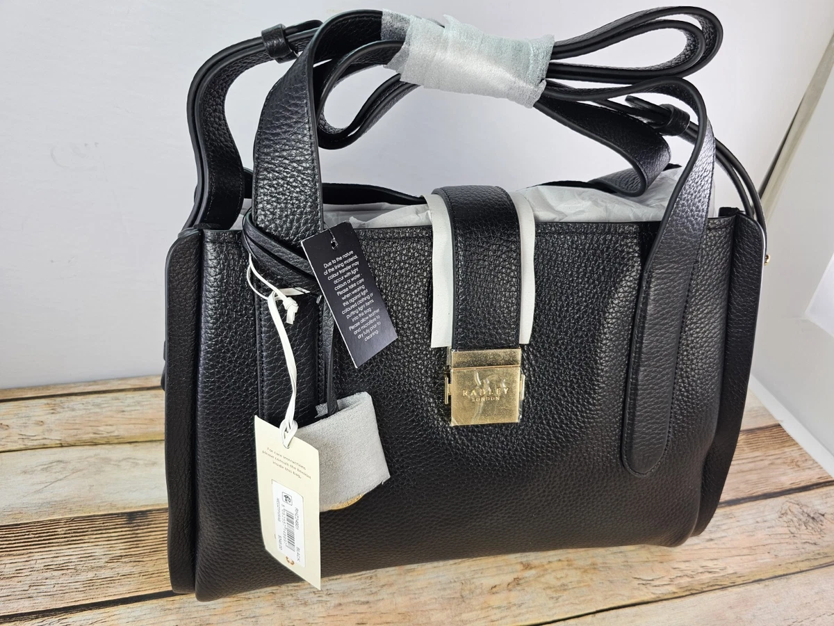 Radley London Large Leather Zip Top Tote Bag Purse Black | eBay