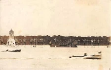 RPPC Motor Boat Race Cadillaqua, Detroit River, Michigan 1910s Photo Postcard