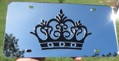 Custom Crown Royalty Queen laser cut acrylic mirror license plate chrome