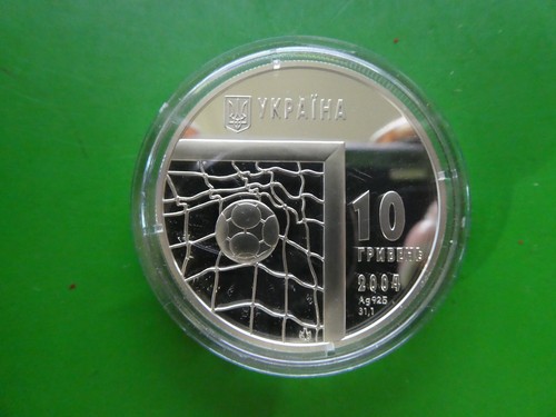 Ukraine, 10 Hryvnas, Fußball WM, 2004, Silber, original, PP - Bild 2 von 2
