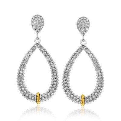 Popcorn-Ohrringe 18 Karat Gelbgold & Sterlingsilber Diamant akzentuiert abgestuft