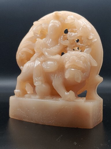 寿山白芙蓉石雕文殊菩萨镇纸Antique China Shoushan Stone Bodhisattva