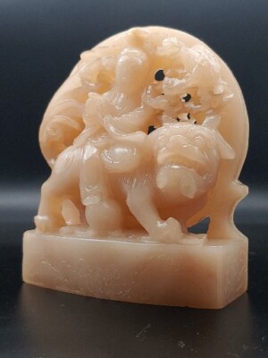 寿山白芙蓉石雕文殊菩萨镇纸Antique China Shoushan Stone Bodhisattva