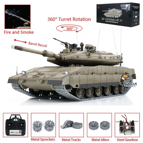 Heng Long 1/16 IDF Merkava MK IV Offenes Feuer Rauchen 360° Drehturm RC Panzer - Bild 4 von 12