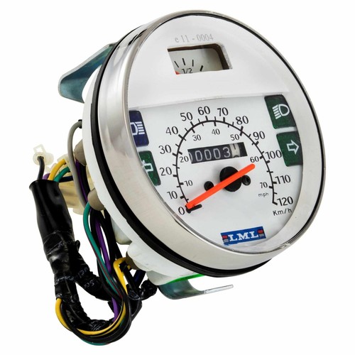 Contachilometri LML 105 mm bianco e nero 120 km/h cavo incluso - 第 1/7 張圖片