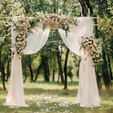 Heavy Duty White Wedding Arch Backdrop Stand Garden Trellis Plant Arbor w/ Base