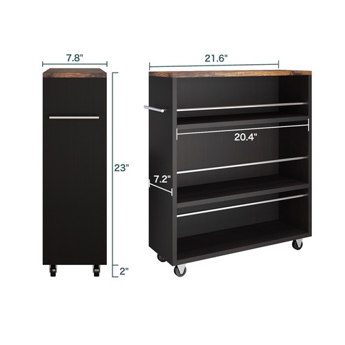 Slim Storage Cart Rolling Side Cabinet Afjustable Shelf Narrow Corner Organizer - Picture 17 of 32