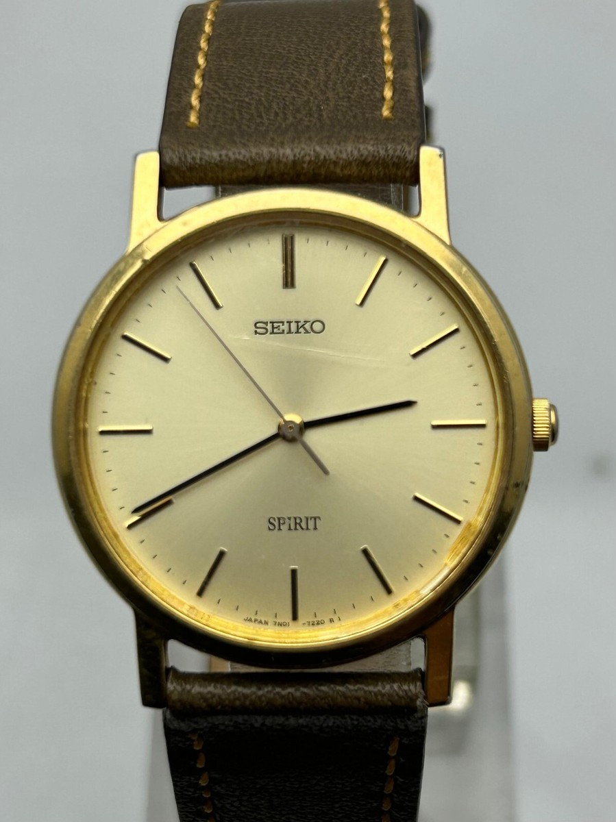 Seiko Spirit Quartz Gold Plated Golden Dial Japan made Men's