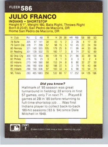 1986 Fleer Baseball Complete Your Set You Pick Choose #496 - 660 - Picture 183 of 295