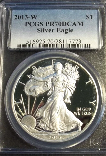 PCGS 2013 W  AMERICAN SILVER EAGLE  DOLLAR US Mint Coin PR70-DCAM