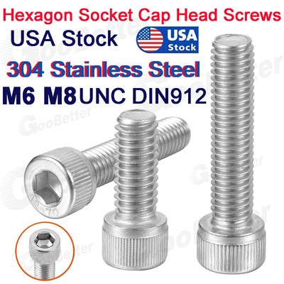 M6 M8 Stainless Steel Allen Hex Socket Cap Head Screws Bolts DIN 912 8mm-100mm