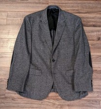 Hugo Boss Sport Coat Mens Gray Wool Silk Tweed Elbow Pad Partially Lined - 42R