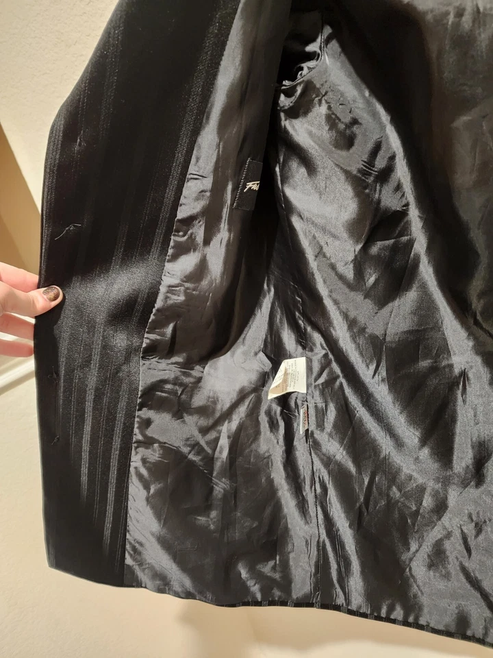  Chaqueta Blazer Fubu Chicos Talla 18 Regular Negra Rayas Traje Vestido Deportivo Abrigo Foto 3 de 4