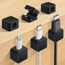 6 Pack Magnetic Cable Clips Self-Adhesive Sticker Lables, 11.5mm Ultra Slim...
