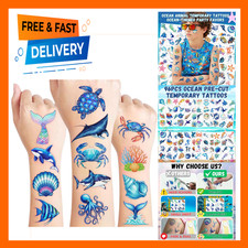 Ocean-themed Temporary Tattoos for Kids, 96 Pack, Birthday Party Favors
