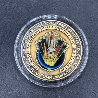 SPACE SHUTTLE COMMEMORATIVE NASA COIN-MEDALLION CONTAINING FLOWN SHUTTLE METAL