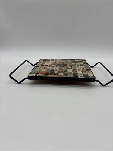 Vintage 1950s Kitschy Mosaic Tile Ceramic Trivet Plate Atomic age Retro Colorful image 11
