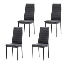 Dining Chairs Set of 4 Faux Leather Legs High Back Padded Seat Side Chair