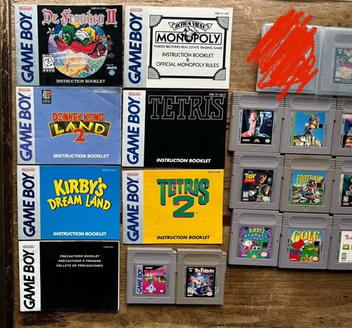 Nintendo Game Boy 24 Game Lot Mario Donkey Kong Kirby TMNT Tetris Manuals TESTED - Picture 2 of 5