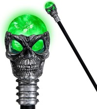 Vintage Cane Skull Ball Staff - Magic Walking Cane Prop Stick