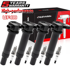 4Pack Ignition Coil  Iridium Spark Plugs For 2006-2011 Hyundai Accent Kia Rio5