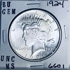 1924 P BU GEM PEACE SILVER DOLLAR UNC MS+++ U.S. MINT RARE COIN 6601