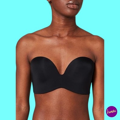 Wonderbra Damen rutschfester trägerloser BH, schwarz, UK 38D | EU 85D