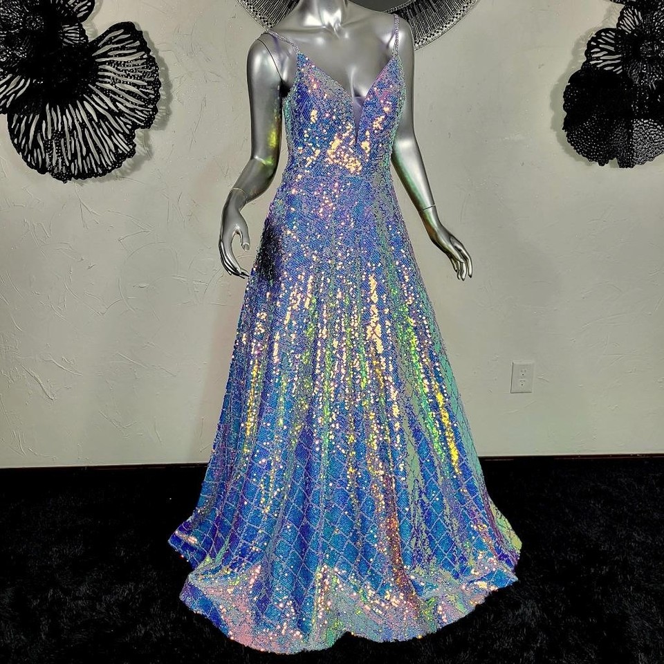 Clarisse 810407 Iridescent Cobalt Prom Dress