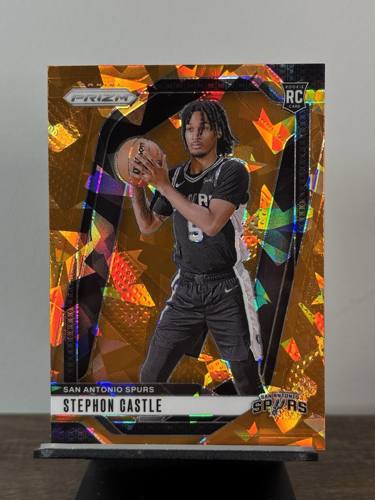 Stephon Castle 2024-25 Prizm Orange Ice Prizm #234 (RC) - San Antonio Spurs