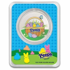 1 oz Silver Colorized Round - PEEPS® Easter Basket in TEP
