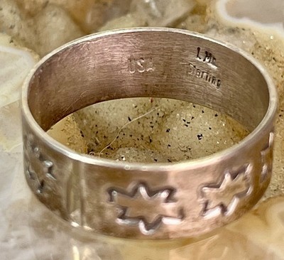 Lee McCray Navajo Vintage Sterling Silver Hand Stamped Cigar Band