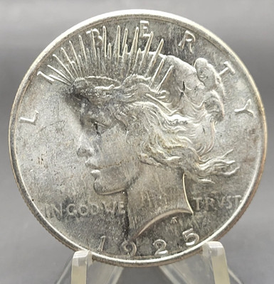 1925 U.S. Peace Dollar 90% Silver Type Coin Cartwheel Luster