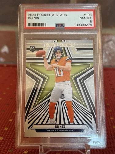2024 Panini Rookies & Stars - Denver Broncos  Bo Nix #108 PSA 8 NMMT Rookie Card