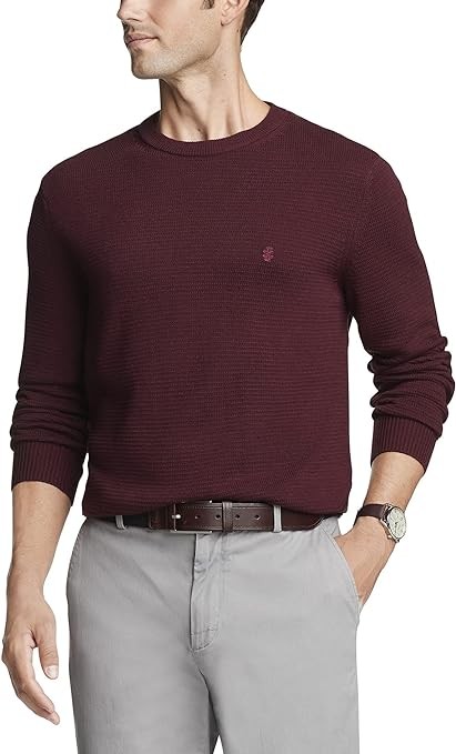 IZOD Men's Classics Long Sleeve Crewneck Textured Ottoman Sweater, Port Royale