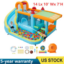   14x10ft Inflatable Bounce House Wet Dry Slide Kids Jumper Castle with Blower