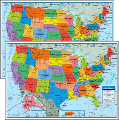 2x Wall Map Of The United States USA Road Travel Maps City Name US Poster 28x40''