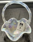 Fenton White Opalescent Glass Basket with Original Tag