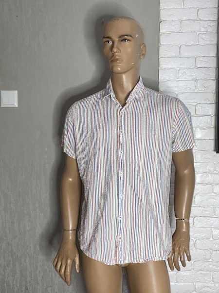 Men Navyboot Shirt White Cotton 40 /L / 48 #B9ET