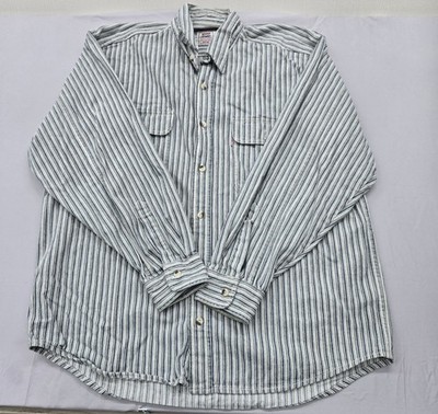 Levis Mens Denim Shirt Blue Striped Button Down Size L Relaxed Fit