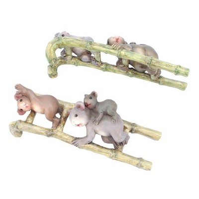 1 Satz Topfpflanze Dekoration Outdoor Garden Statuen Klettern Leiter Koala Decor